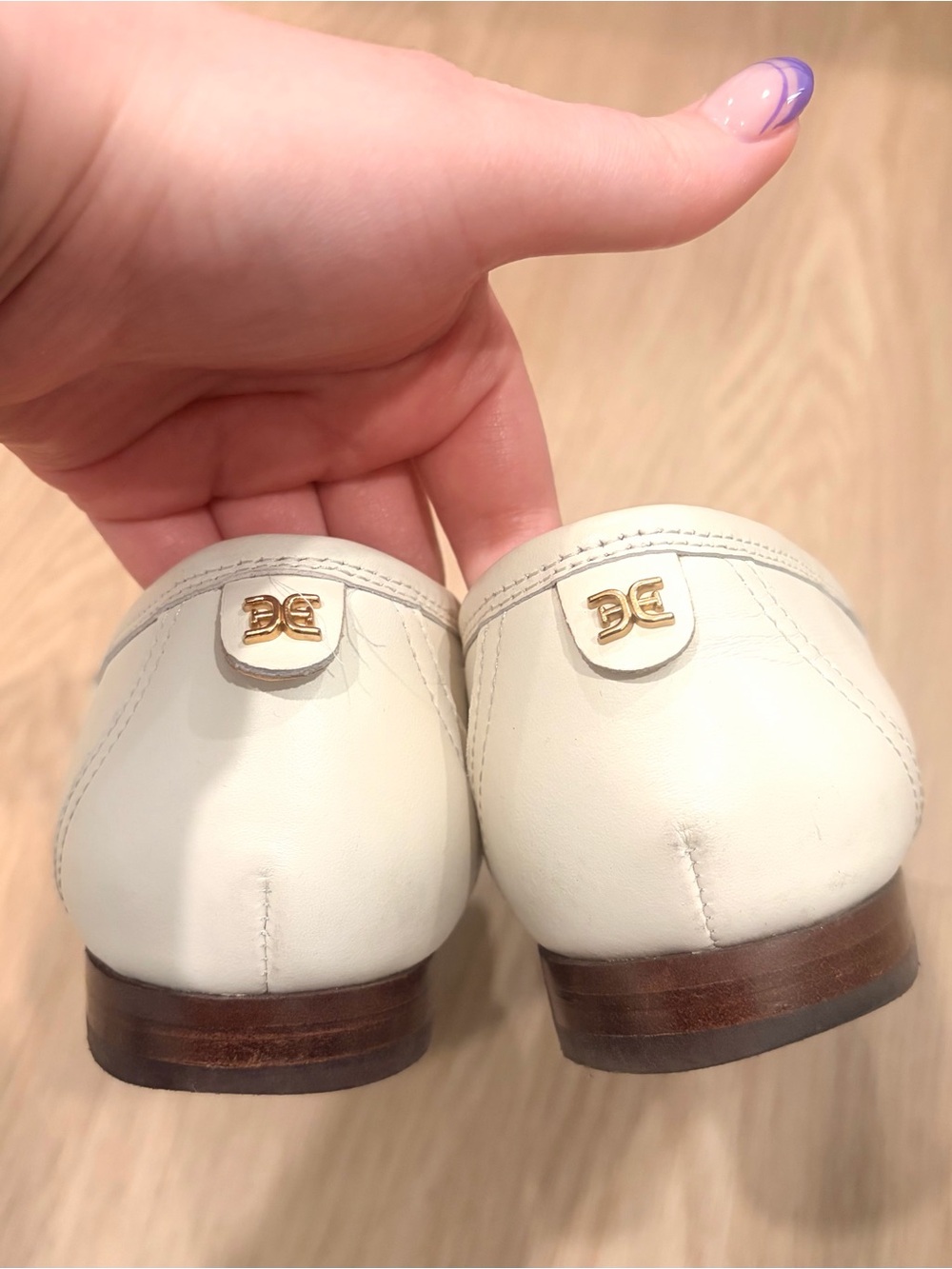 Sam Edelman Lacy Modern Ivory Bit Loafer Cream Leather Sz 7 Gold Accents - Picture 4 of 7